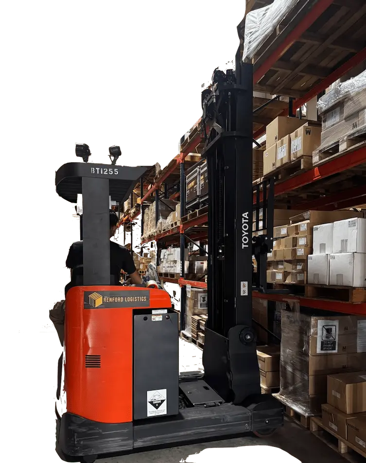 Modern forklift used for furniture warehousing and logistics operations